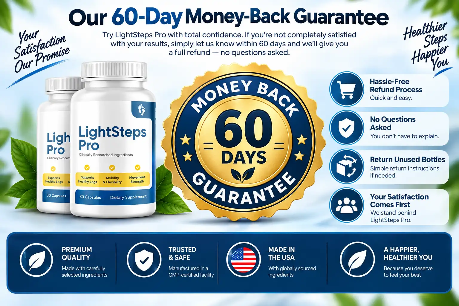 LightSteps Pro 60 day money back guarantee
